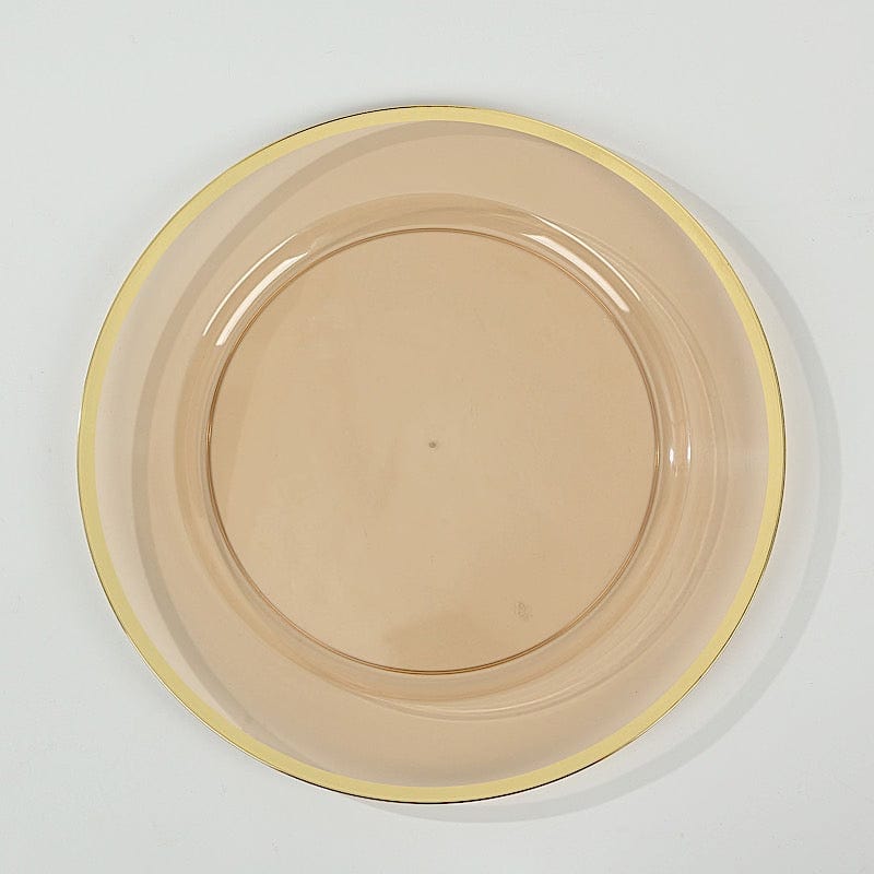 10 Round 12" Heavy Duty Plastic Charger Plates with Metallic Rim