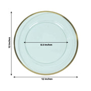10 Round 12" Heavy Duty Plastic Charger Plates with Metallic Rim - Clear