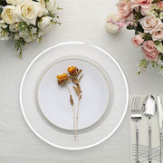 10 Round 12" Heavy Duty Plastic Charger Plates with Metallic Rim - Clear