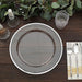 10 Round 12" Heavy Duty Plastic Charger Plates with Metallic Rim - Clear