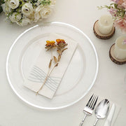 10 Round 12" Heavy Duty Plastic Charger Plates with Metallic Rim - Clear