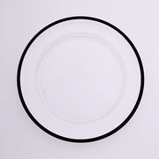 10 Round 12" Heavy Duty Plastic Charger Plates with Metallic Rim - Clear CHRG_PLST0016_12_CLBK