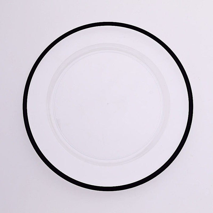 10 Round 12" Heavy Duty Plastic Charger Plates with Metallic Rim - Clear CHRG_PLST0016_12_CLBK