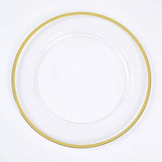 10 Round 12" Heavy Duty Plastic Charger Plates with Metallic Rim - Clear CHRG_PLST0016_12_CLGD