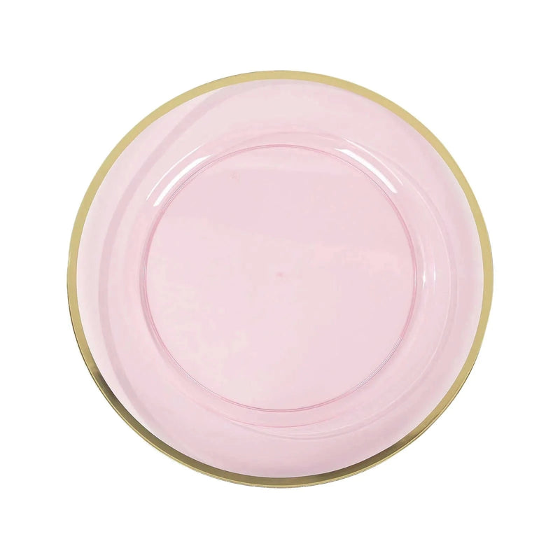10 Round 12" Heavy Duty Plastic Charger Plates with Metallic Rim - Clear CHRG_PLST0016_12_T046GD