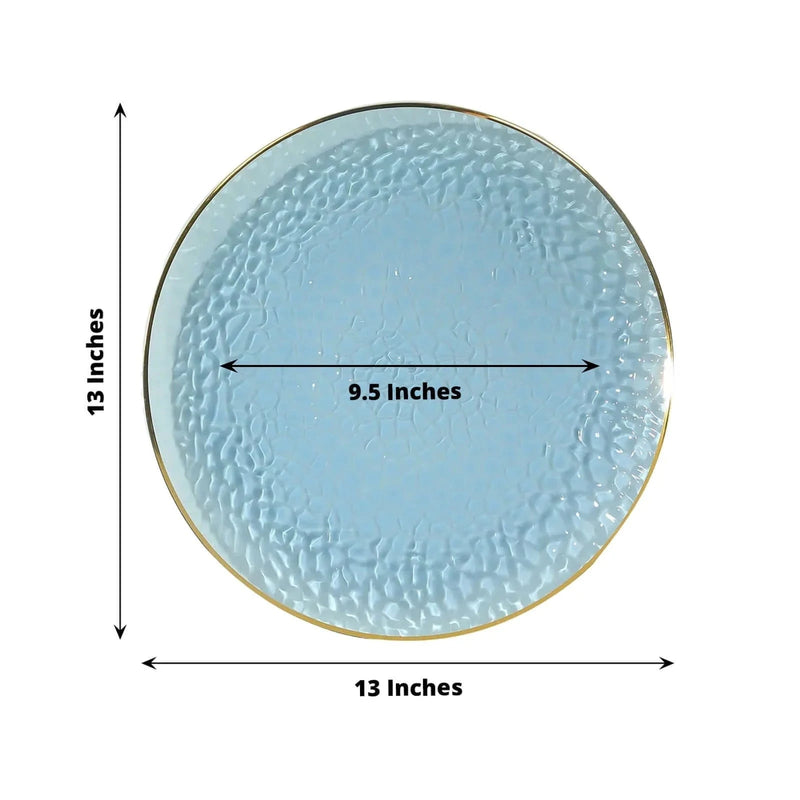 10 Round 13" Hammered Plastic Charger Plates with Gold Rim