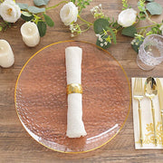 10 Round 13" Hammered Plastic Charger Plates with Gold Rim