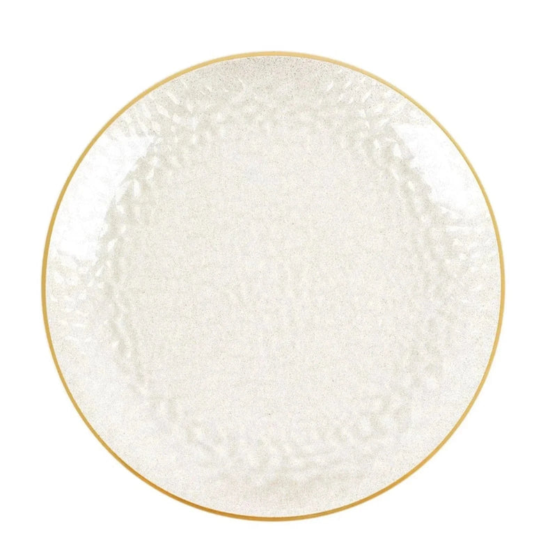 10 Round 13" Hammered Plastic Charger Plates with Gold Rim CHRG_PLST0028_GLGD