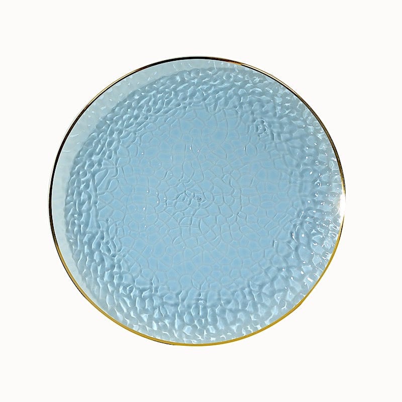 10 Round 13" Hammered Plastic Charger Plates with Gold Rim CHRG_PLST0028_T086GD