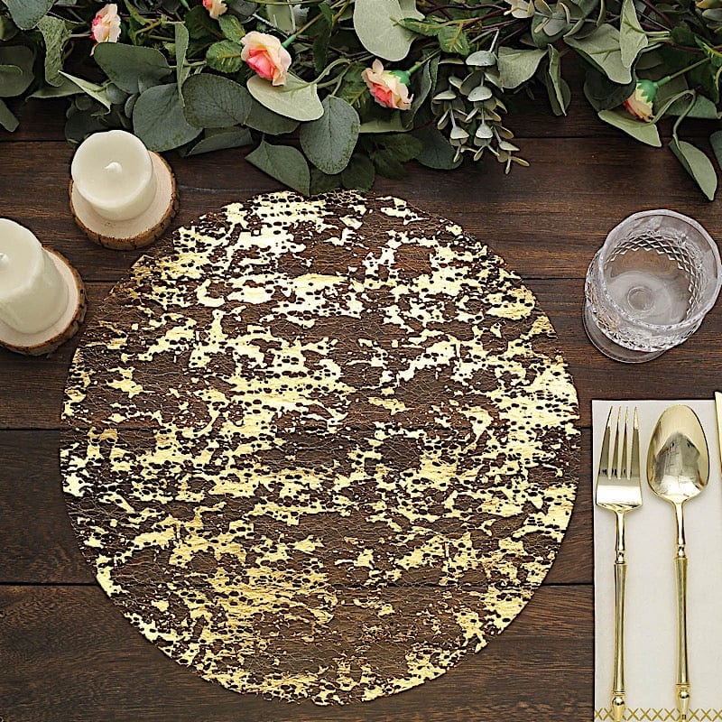 10 Round 13" Metallic Foil Polyester Mesh Table Placemats