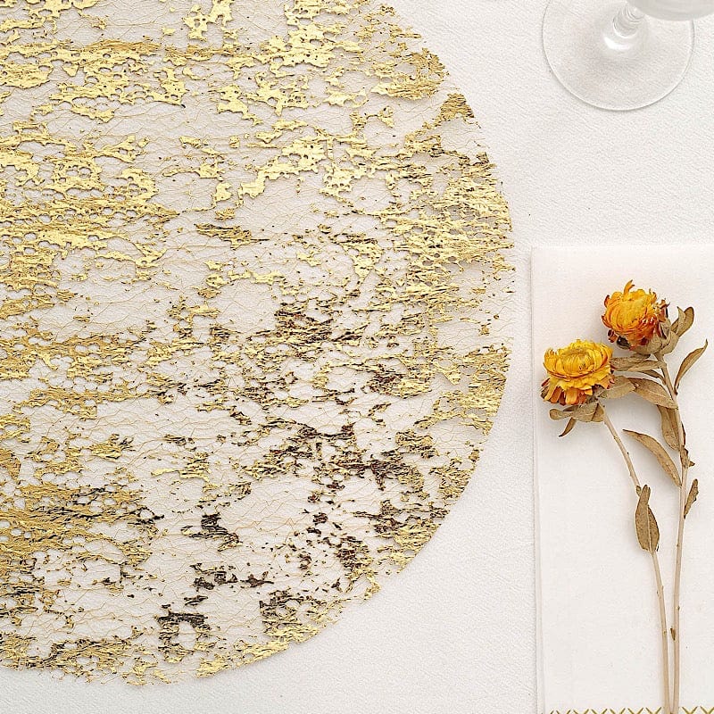 10 Round 13" Metallic Foil Polyester Mesh Table Placemats
