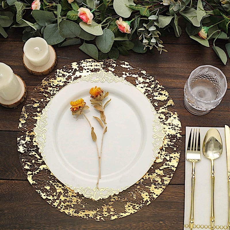 10 Round 13" Metallic Foil Polyester Mesh Table Placemats