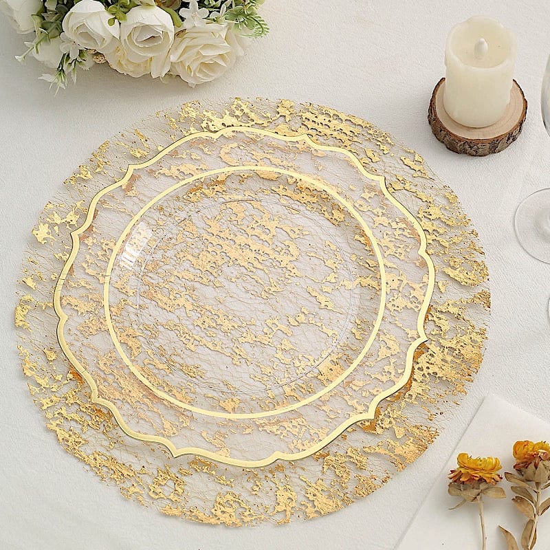 10 Round 13" Metallic Foil Polyester Mesh Table Placemats
