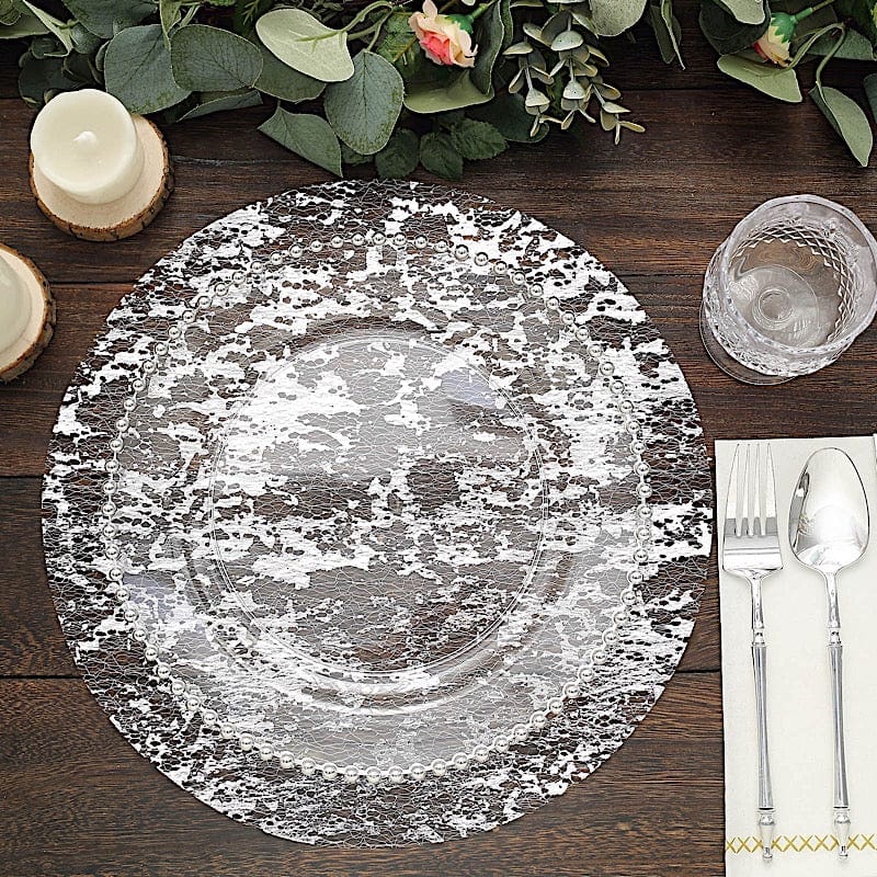 10 Round 13" Metallic Foil Polyester Mesh Table Placemats
