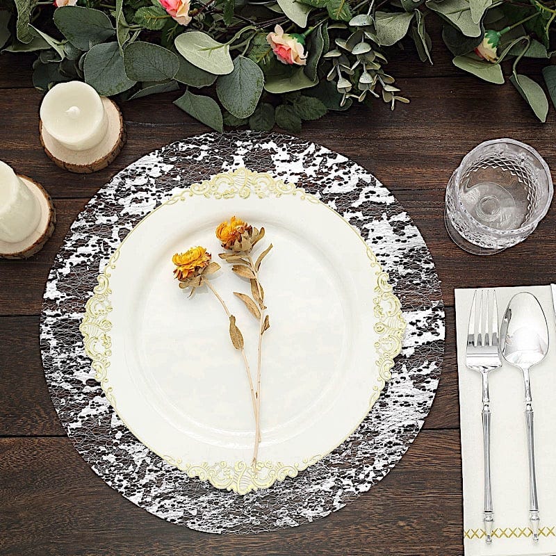 10 Round 13" Metallic Foil Polyester Mesh Table Placemats