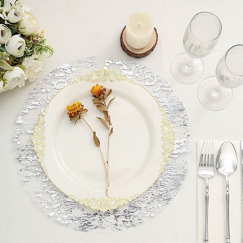 10 Round 13" Metallic Foil Polyester Mesh Table Placemats