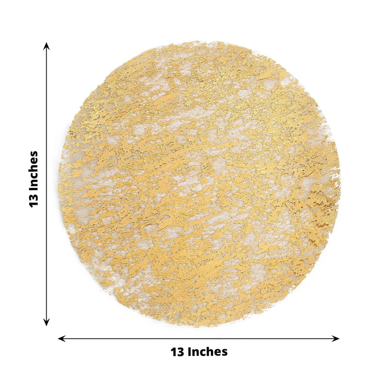 10 Round 13" Metallic Foil Polyester Mesh Table Placemats PLMAT_MET02_GOLD
