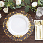 10 Round 13" Metallic Sheer Organza Placemats with Embossed Foil Flower Design