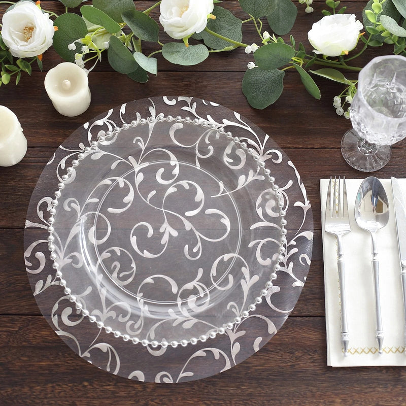10 Round 13" Metallic Sheer Organza Placemats with Embossed Foil Flower Design