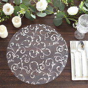 10 Round 13" Metallic Sheer Organza Placemats with Embossed Foil Flower Design