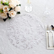 10 Round 13" Metallic Sheer Organza Placemats with Embossed Foil Flower Design