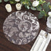10 Round 13" Metallic Sheer Organza Placemats with Swirl Foil Floral Design