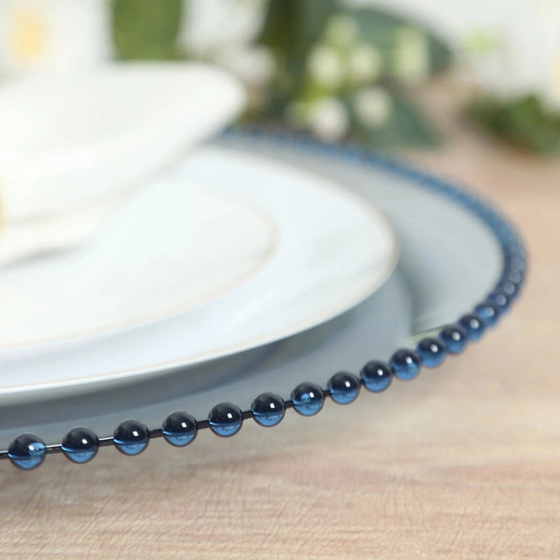 10 Round 13" Plastic Charger Plates with Beaded Rim