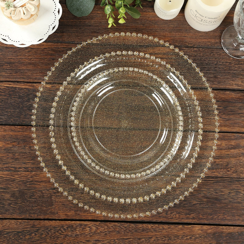 10 Round 13" Plastic Charger Plates with Beaded Rim