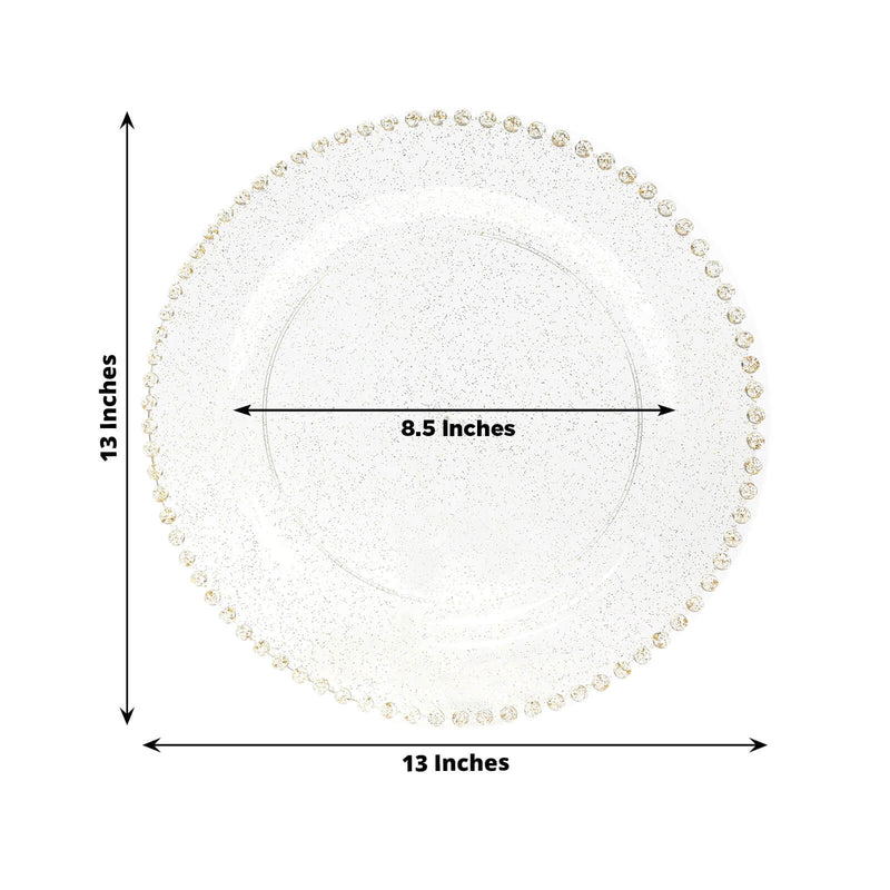 10 Round 13" Plastic Charger Plates with Beaded Rim