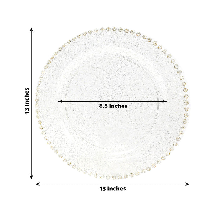 10 Round 13" Plastic Charger Plates with Beaded Rim