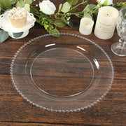 10 Round 13" Plastic Charger Plates with Beaded Rim
