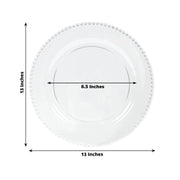 10 Round 13" Plastic Charger Plates with Beaded Rim