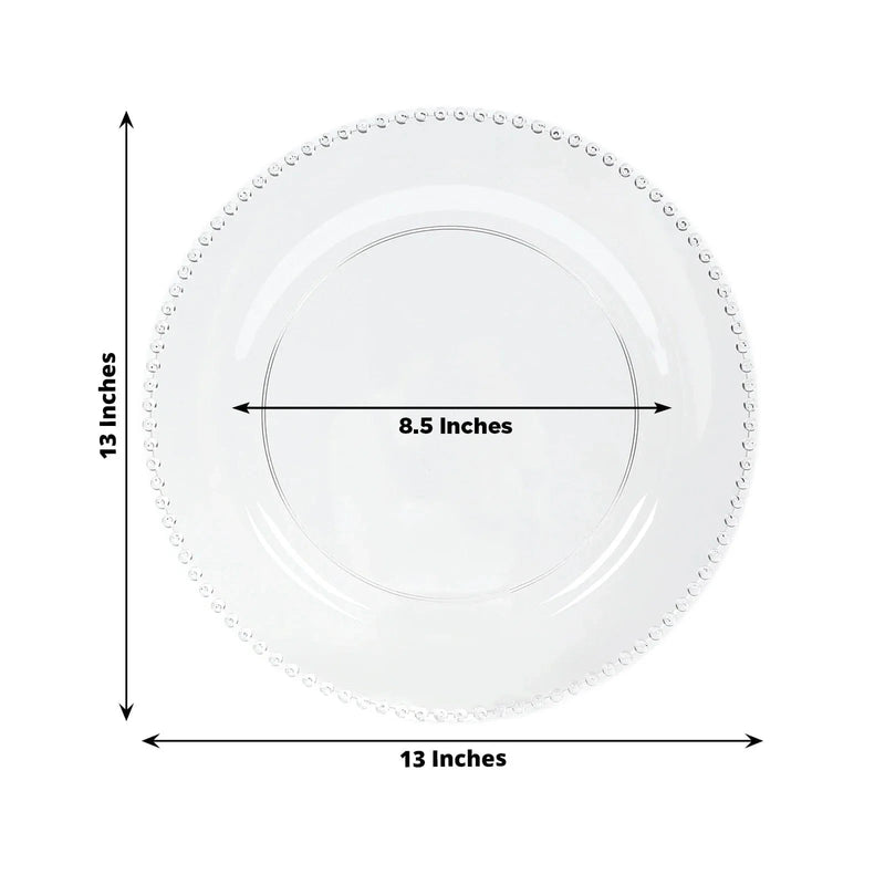10 Round 13" Plastic Charger Plates with Beaded Rim