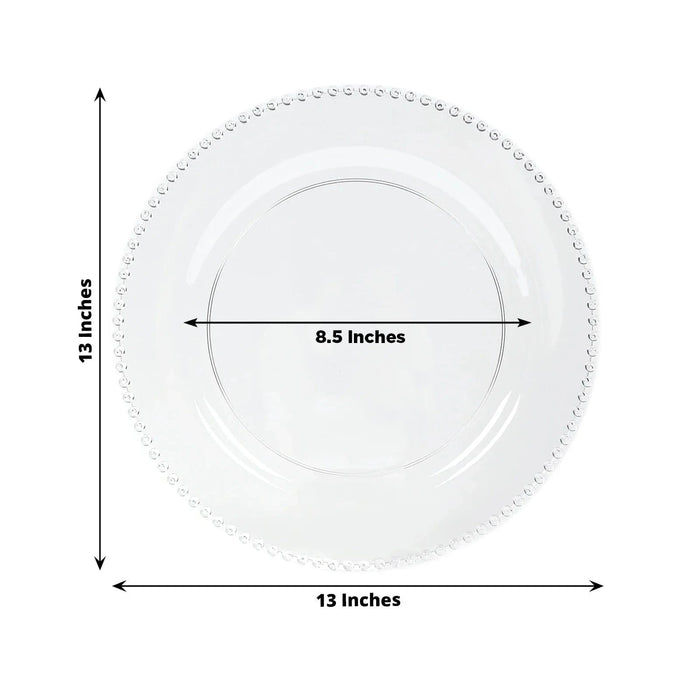 10 Round 13" Plastic Charger Plates with Beaded Rim