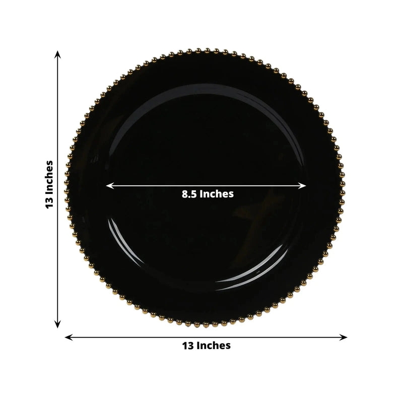 10 Round 13" Plastic Charger Plates with Beaded Rim