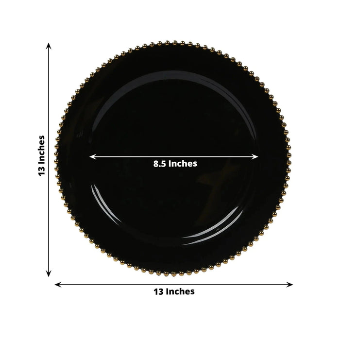 10 Round 13" Plastic Charger Plates with Beaded Rim
