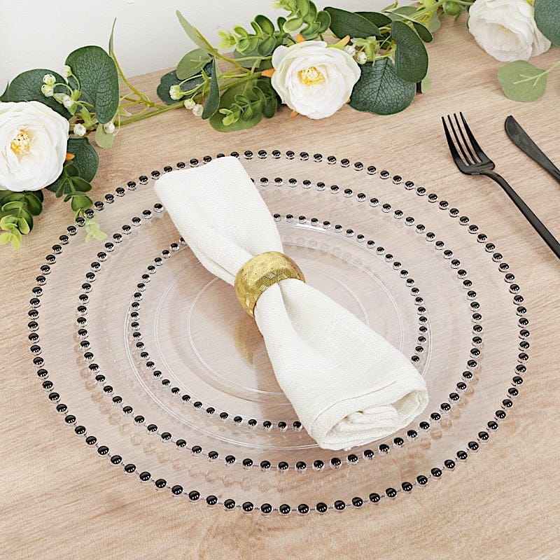 10 Round 13" Plastic Charger Plates with Beaded Rim