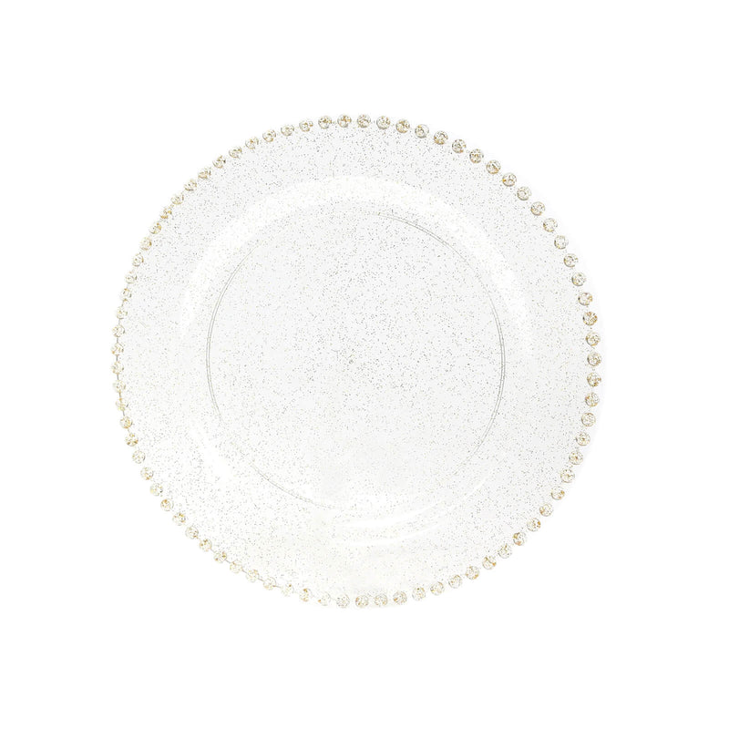 10 Round 13" Plastic Charger Plates with Beaded Rim CHRG_PLSTLW4239_CLRG
