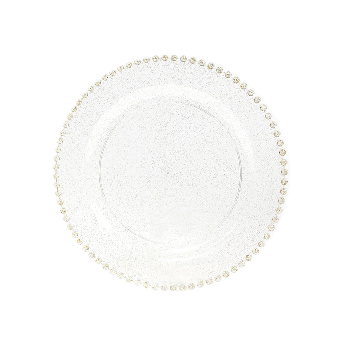 10 Round 13" Plastic Charger Plates with Beaded Rim CHRG_PLSTLW4239_CLRG