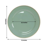 10 Round 13" Plastic Charger Plates with Gold beaded Rim