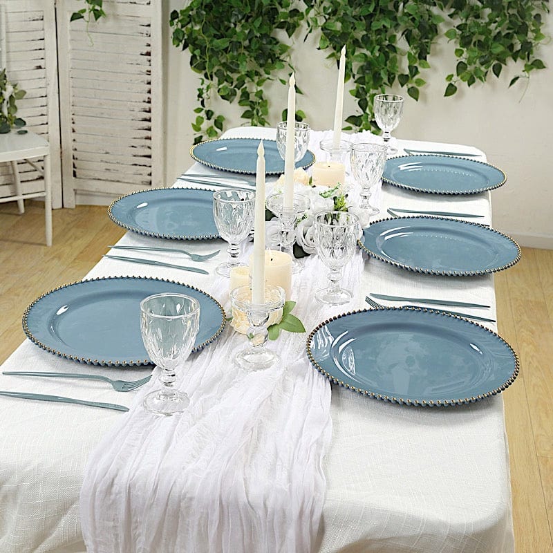 10 Round 13" Plastic Charger Plates with Gold beaded Rim