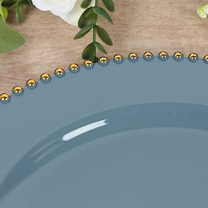 10 Round 13" Plastic Charger Plates with Gold beaded Rim
