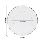 10 Round 13" Plastic Charger Plates with Gold beaded Rim