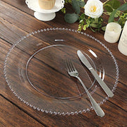 10 Round 13" Plastic Charger Plates with Gold beaded Rim