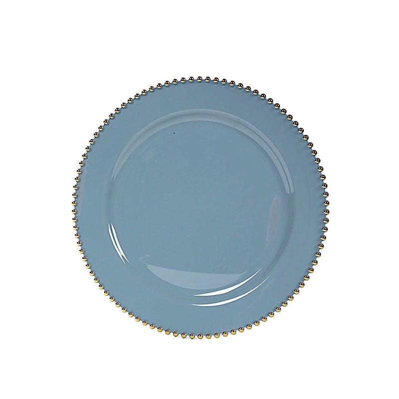 10 Round 13" Plastic Charger Plates with Gold beaded Rim CHRG_PLSTLW4239_086GD