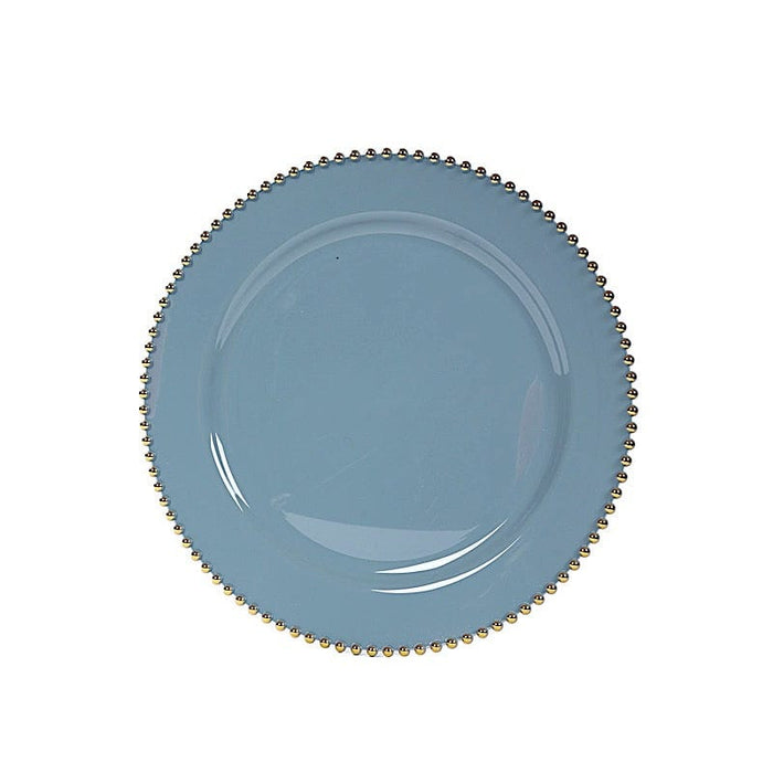 10 Round 13" Plastic Charger Plates with Gold beaded Rim CHRG_PLSTLW4239_086GD