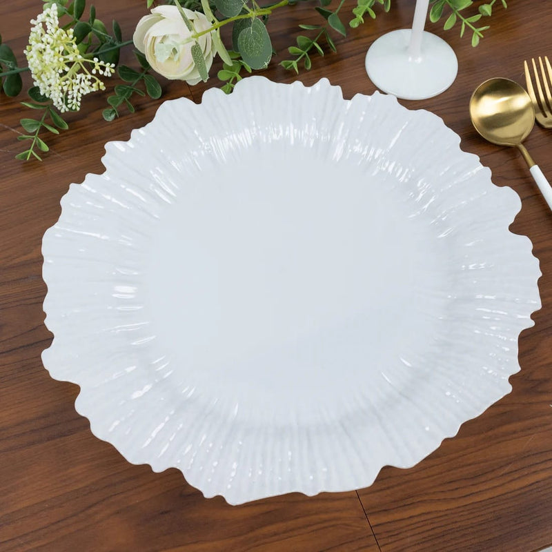 10 Round 13" Plastic Charger Plates with Reef Rim Design