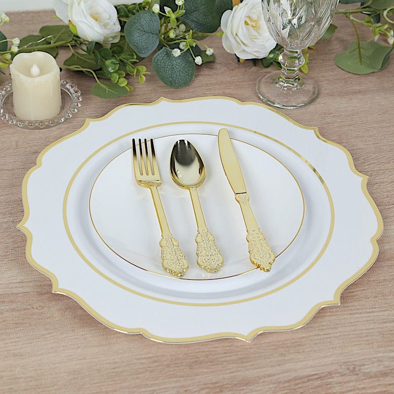 10 Round 13" Plastic Charger Plates with Scalloped Rim