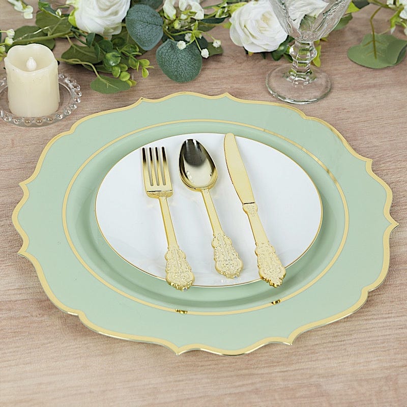 10 Round 13" Plastic Charger Plates with Scalloped Rim