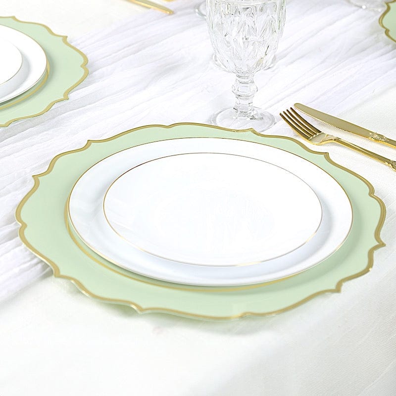 10 Round 13" Plastic Charger Plates with Scalloped Rim